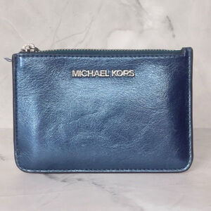 Michael Kors Metallic Blue Card Holder Teal